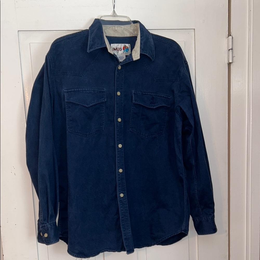 Vtg IMUS Men’s Button-Up Shirt Work Auto Body Express USA made Large